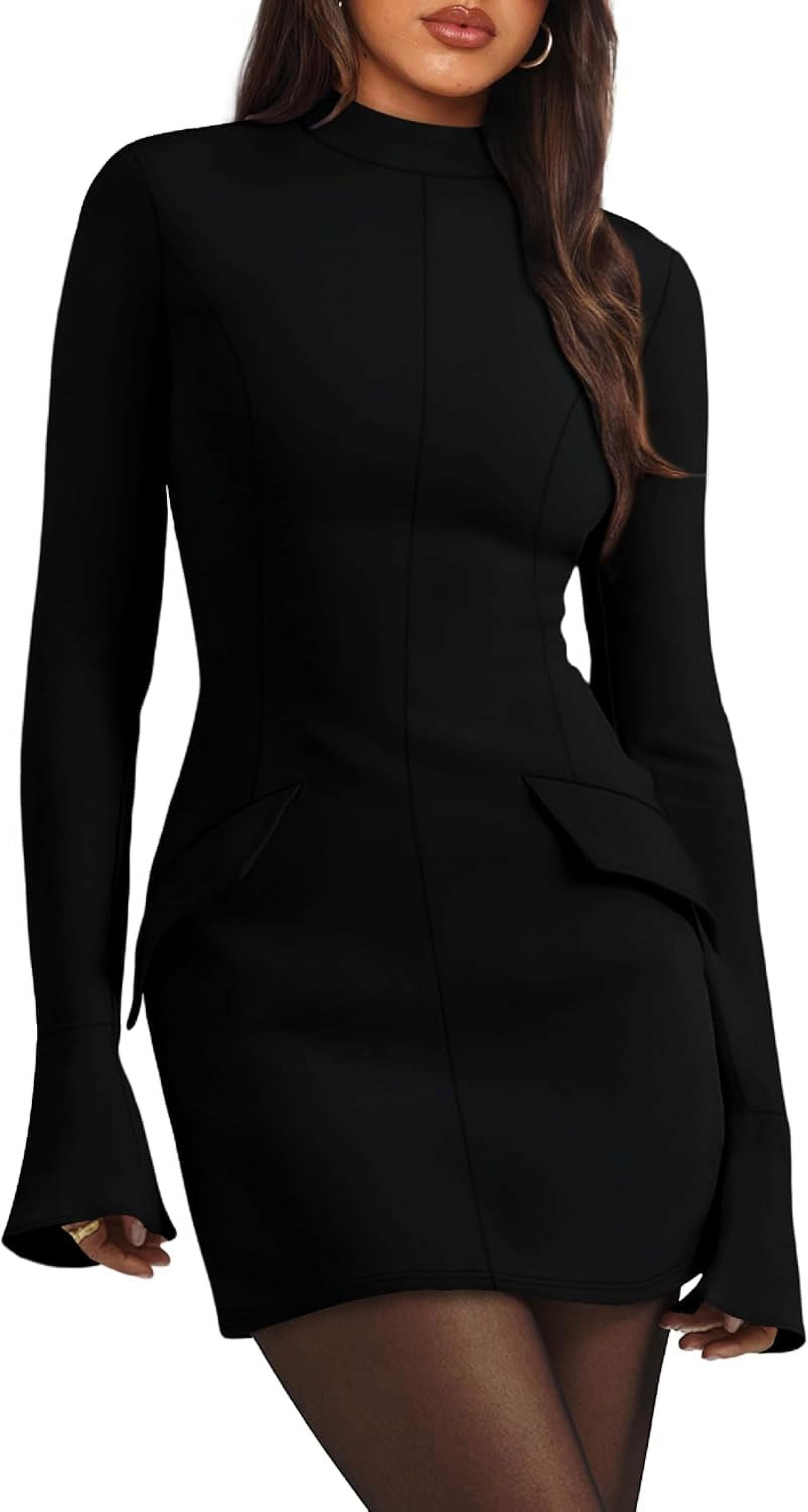 love sadie women's long sleeve wrap dress Ladies Love Sadie Black Faux Wrap Short Dress Long Sleeve - Size M