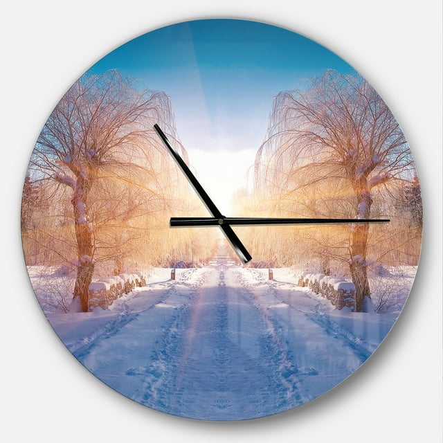DesignArt Winter Landscape in City Park Large Wall Clock