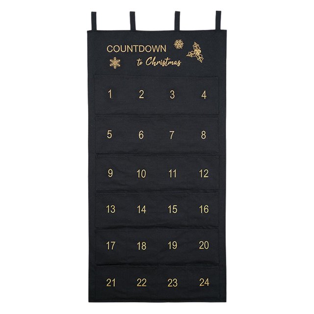 Bolsa colgante festiva de con 24 bolsillos - Calendario de Adviento de Navidad 2023 , negro