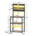 thumbnail image 6 of iSunirm 5-Tier Bakers Rack with Power Outlet, Microwave Stand, Coffee Bar Station with RGB Led Light, kitchen Storage Shelf with 6 Hooks, Kitchen Rack for Spices, Pots, and Pans, Black Oak, 6 of 8