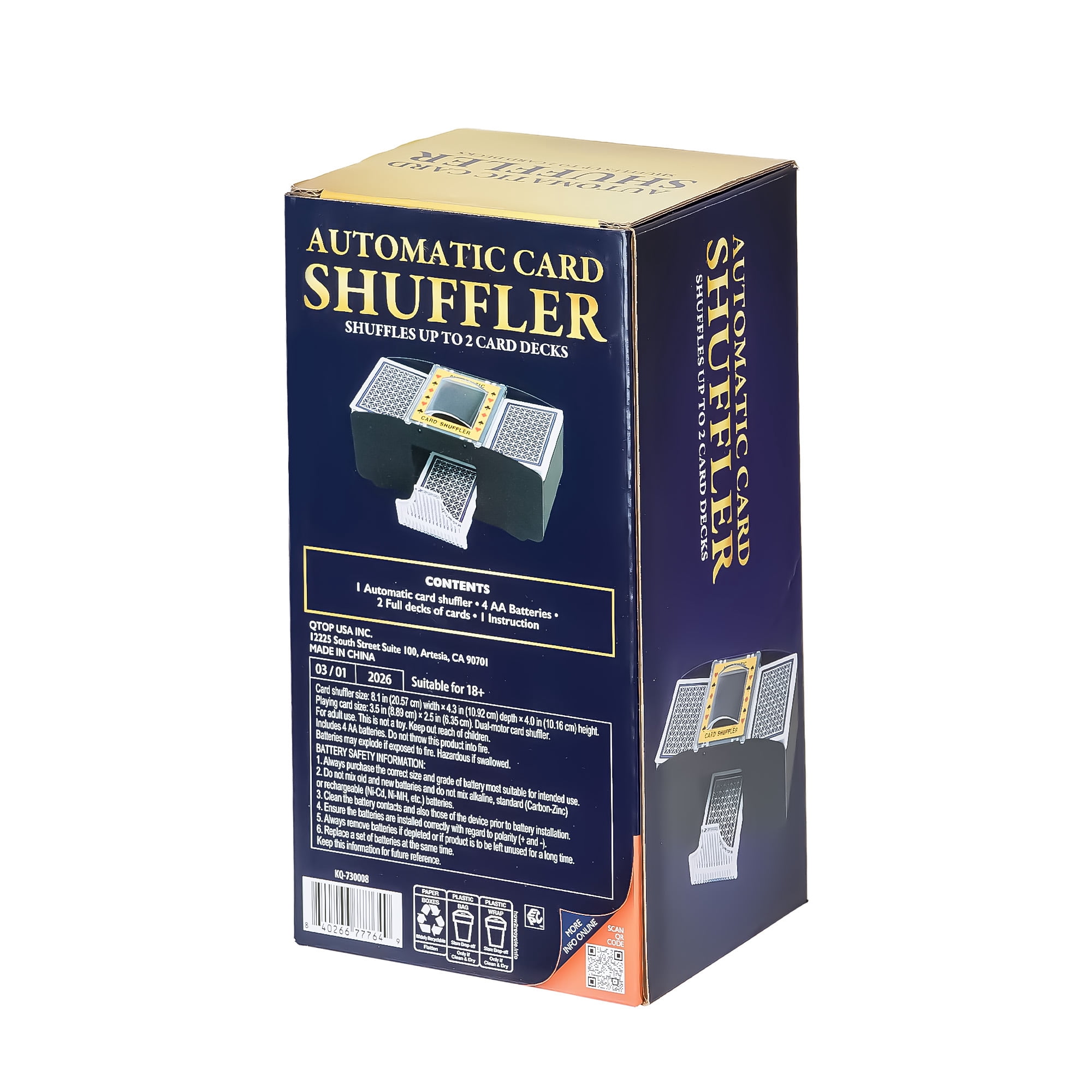 Automatic Card Shuffler 2 Deck,Battery-Operated Electric Poker Shuffler, For Home Card Game, Travel, 4 Batteries Included, Age Group 18+