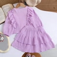 thumbnail image 6 of FYDUU Girls Clothes 2 Piece Set Ruffle Long Sleeve Button Down Shirts Top + Skirt Set Kids Girl Fashion Back To School Outfits 5-6 Years, 6 of 9