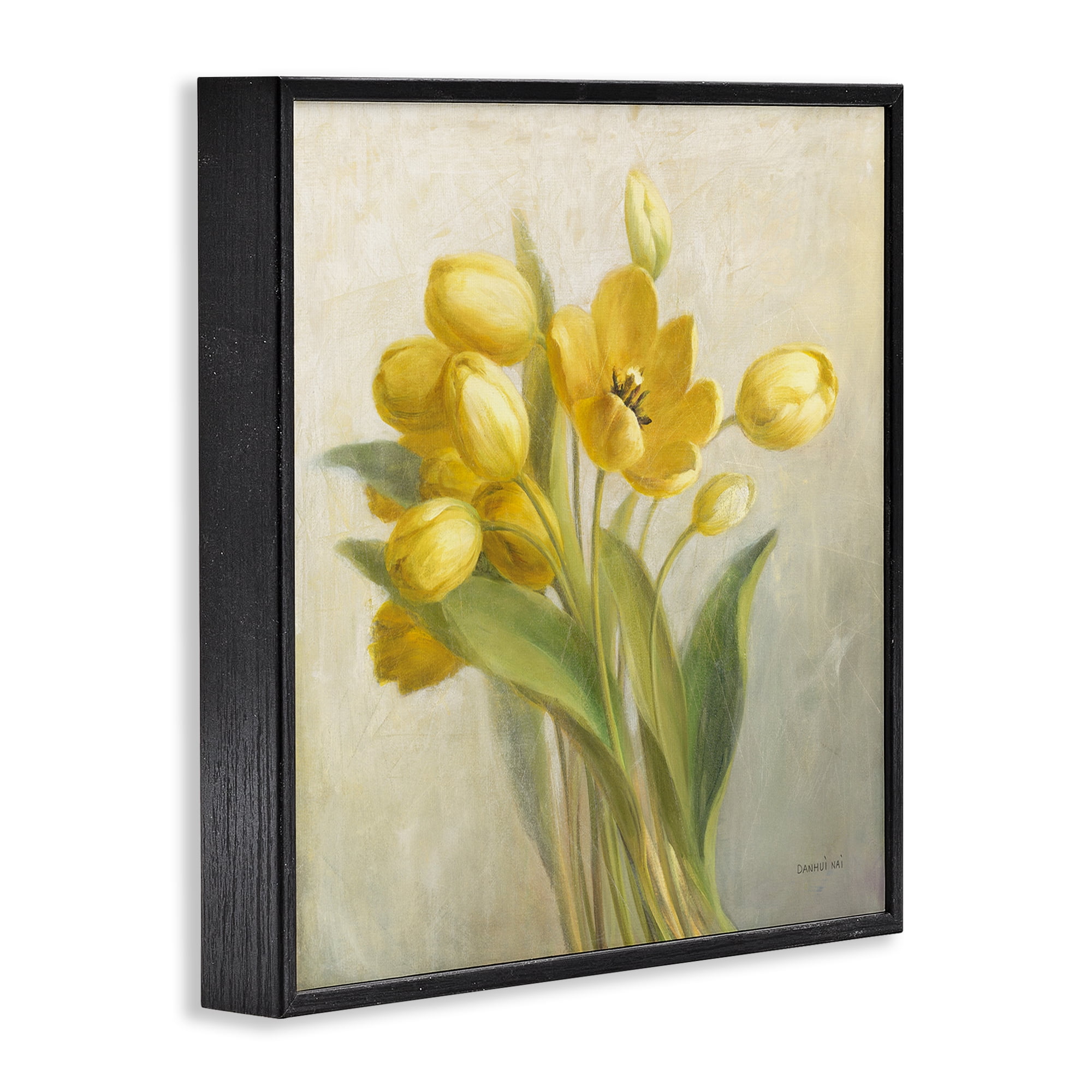 Stupell Industries French Yellow Tulips Botanical & Floral Painting Black Framed Art Print Wall Art, 17 x 17