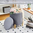 thumbnail image 3 of Mxfurhawa Round Ottoman Set of 2,Upholstered Footrest Stool Support 300lbs,Modern Padded Seat Foot Stool Coffee Table,Vanity Stool with Storage and Metal Legs for Living Room (Grey), 3 of 13