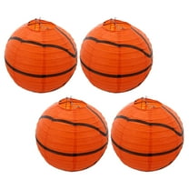NICEXMAS Basketball Shaped Hanging Paper Lanterns for Party Decor in Orange 4pcs Outdoor and Indoor Decorations