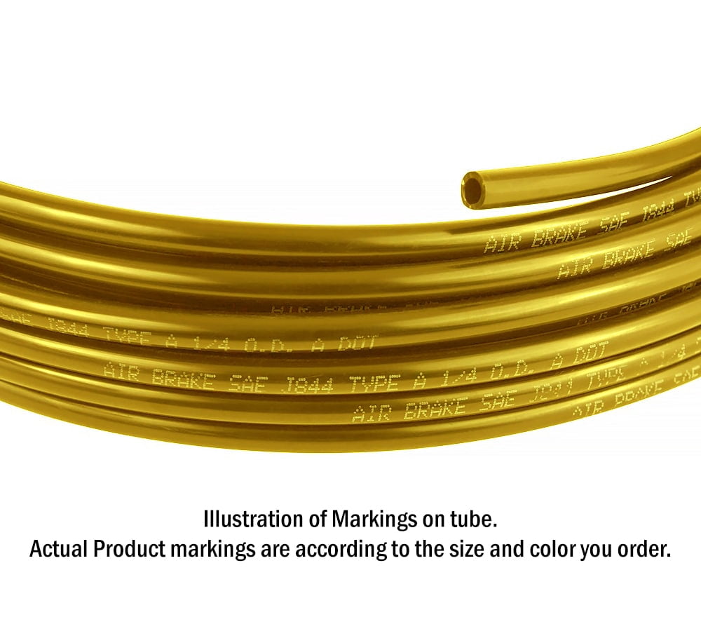 3/8" OD x 50' Yellow SAE J844 Nylon Air Brake Tubing DOT Approved | Pneumatic Nylon Air Line Hose for Air Brake System