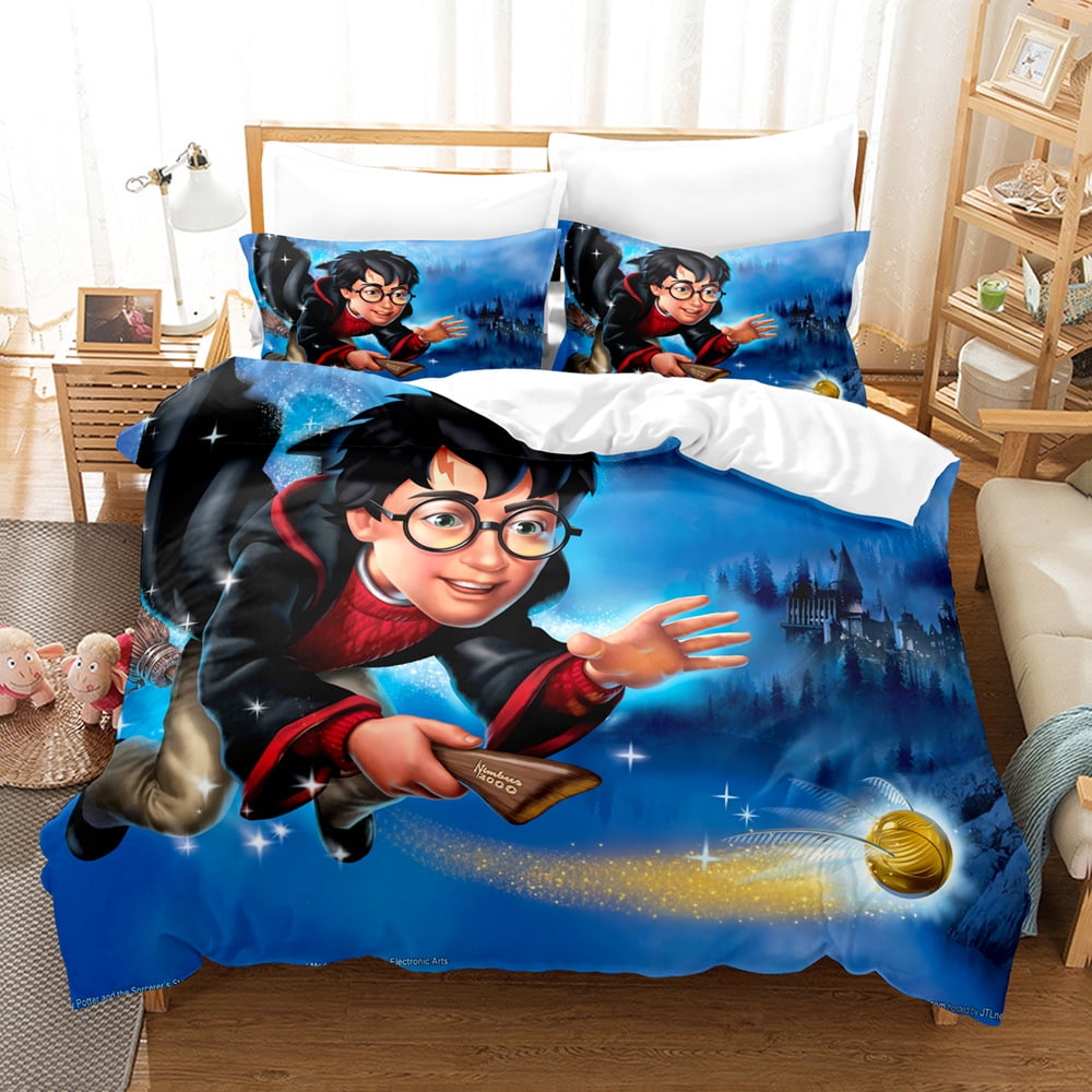 Harry Potter Bedding Three-piece Set, Bed Sheet Duvet Cover Suit