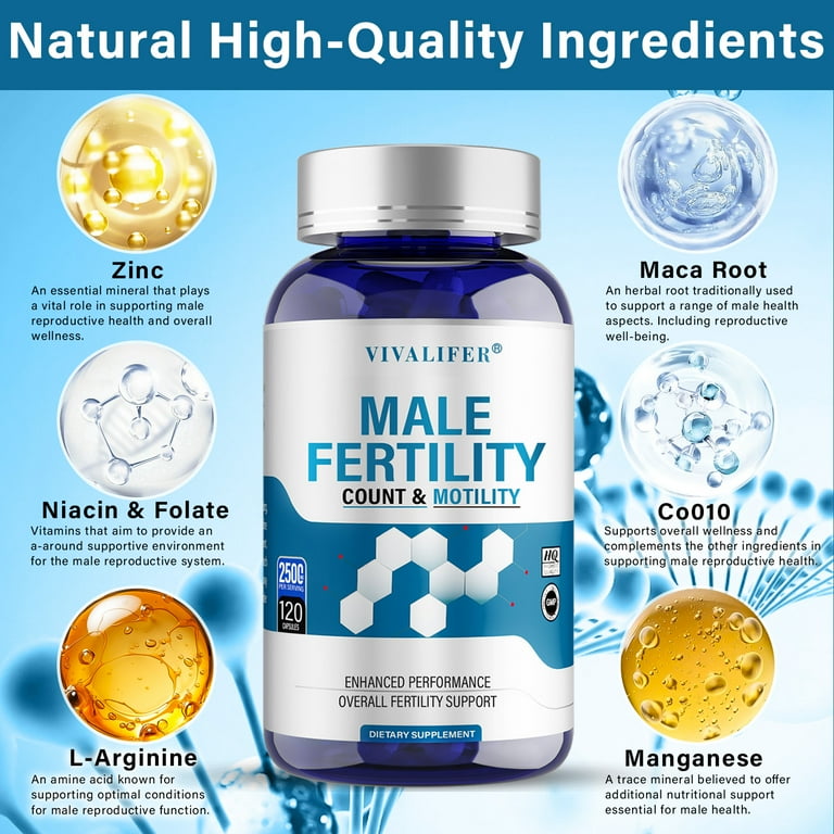 Male Fertility Supplement, L-Arginine D-Aspartic Acid and Maca Root  Prenatal Vitamins for Fertility Support 120 Capsules - Walmart.com