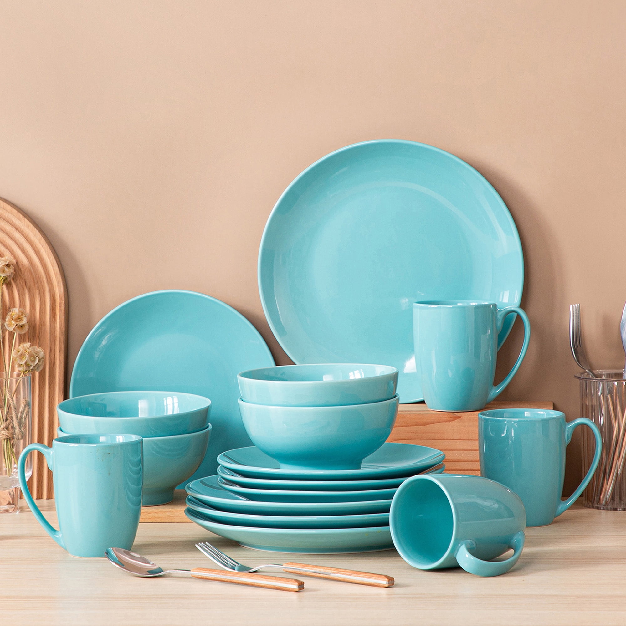 16 Piece Round Light Blue Porcelain Dinnerware Set for 4 by LOVECASA in Kosovo at 104 Rating 5