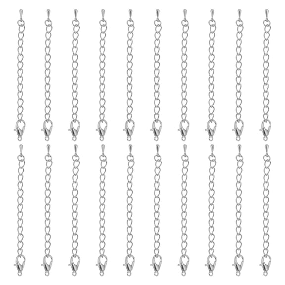 Uxcell 8.5 Inch Necklace Extenders, 20 Pcs Lobster Clasp Bracelet Extender, Dark Silver