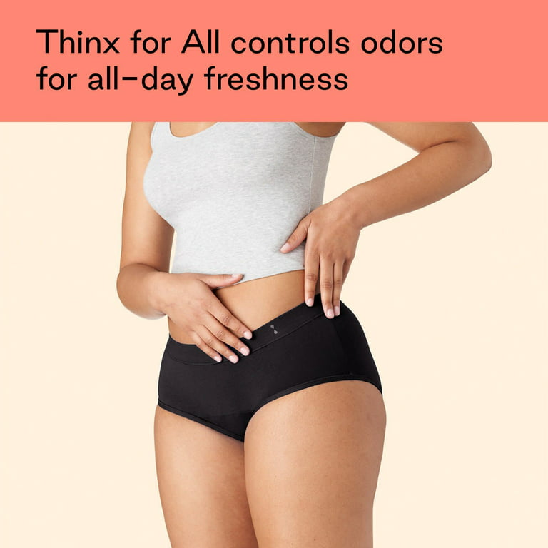  Thinx for All Brief Period Underwear for Women, Holds 5  Tampons, Moisture Wicking Underwear for Women, Period Panties Black, Size  1X : Clothing, Shoes & Jewelry