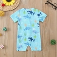 thumbnail image 7 of Toddler Swimsuit Boy Toddler Baby Boys Sea Animal Print Short Sleeve Cartoon Prints One Piece Swimwear Beach Swimsuit Toddler Swimsuit Light Blue 2 Years-3 Years, 7 of 7