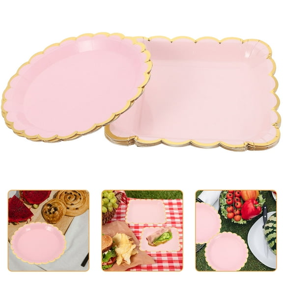WASHWEPE Cake Plate Paper Plates Pink Corrugated Paper 20