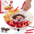 thumbnail image 1 of Chocolate Fondue Maker- Deluxe Juego de Ollas Eléctricas de Fuente de Postre Fondue con 4 Tenedores y Bandeja para Servir Fiestas, 1 of 5
