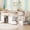 Cream + White + Twin, variant on Twin Low Loft Bed with Stairs, Drawer and Shelf,Cream White