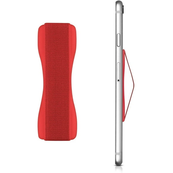 kwmobile Smartphone Elastic Finger Grip - Phone Holder Strap for One-Handed Use - Universal Adhesive Strap for Secure