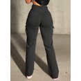 thumbnail image 4 of Women’s Black High-Waisted Wide Leg Jeans – Multi-Pocket Straight Fit Utility Jogger Style Pants, 4 of 8