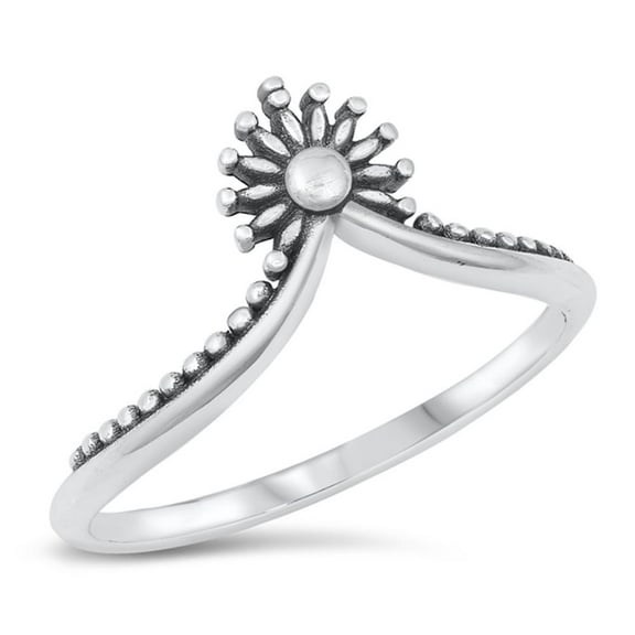 Chevron V Shaped Bali Sun Ring .925 Sterling Silver Band Jewelry Female Male Unisex Size 10