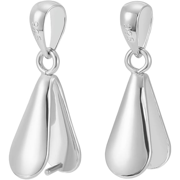 2 PCS Sterling Silver Ice Pick Pinch Bails Charms Clasps Connectors for DIY Crafting Jewellery Making(18.4x5.2mm) Silver DIY