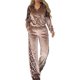thumbnail image 2 of Chándal de 2 Piezas con Capucha y Cremallera para Mujer, de Larga, Ajustado, con Pantalones Largos, Color Liso, Informal. Caqui XL, 2 of 7