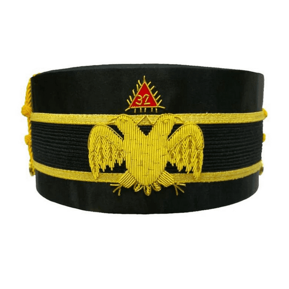 32nd Degree Scottish Rite Crown Cap - Double-Eagle Wings Down, Premium Fabric Regalia