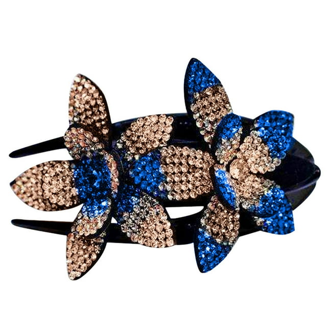 TechWave Pince à Cheveux en Strass ClipFlexible Double Fleur Queue d'Aronde Durable Design pour Femmes Perles de Cheveux Soin des Cheveux Bords Instantanés Pièce de Cheveux pour Femmes Articles pour Cheveux pour Enfants Âge 8 Petites Pinces à Cheveux pour Filles