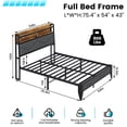 thumbnail image 4 of Meteorleg Full Size Bed Frame with Storage Headboard & Charging Station,Platform Metal Bed Frame with RGB Lights,No Box Spring Needed, Grey, 4 of 9