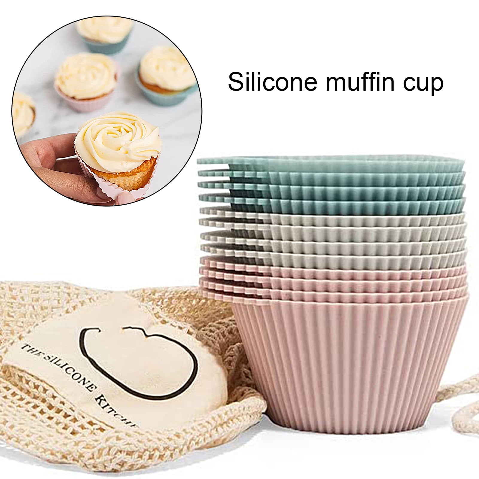 Reusable Silicone Muffin Cups 12Pcs, Non-Sticky, Food Grade Cupcake Making  Cup Mold, DIY Baking Accessories, Kitchen Silicone Muffin Liner Baking Cups,  Bakery Supplies 
