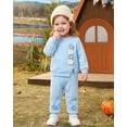 thumbnail image 5 of 2T Baby Girls Clothes 3T Girl 2PCS Fall Winter Outfits Cute Flower Toddler Girls Long Sleeve Sweatshirt Top Pants Clothing Set Blue, 5 of 6