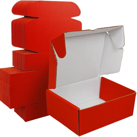 Ucanpack Deluxe Mailer Box Medium Corrugated Moving Boxes 1/8" Thick Red , 11 x 9 x 2" - 50 Pcs