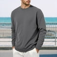 thumbnail image 2 of AWZXDE Men's Solid Color Crewneck Sweatshirt, Casual Home Wear Long Sleeve Pullover Dark Gray,M, 2 of 5