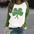 thumbnail image 2 of YABCSAZ Long Sleeve St Patrick's Day Shirts Women's Irish Sweatshirts Long Sleeve Sequin Shamrock Clover Printed Irish Pullover Casual Loose Oversize Charms Shirts Blouse Paddy's Day Tops, 2 of 7
