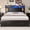 Black, variant on TIGUBFRE Queen Farmhouse Wood Bed Frame with Storage Headboard and 4 Drawers, LED Light & Charging Station, Metal Slats, Noise Free, Rustic Black