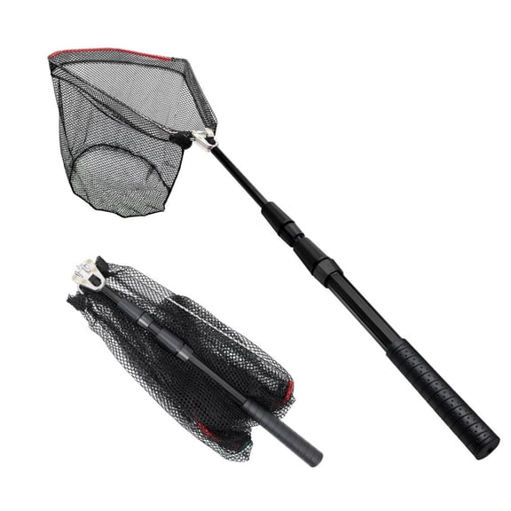 Fishing Net Fish Landing Net Collapsible Fish Net with Anti-Slip Telescoping Rubber Pole Handle for Kids Adults in Saltwater Freshwater Multi-Size Extending to 37/42/43/51/69/71/89/98inch