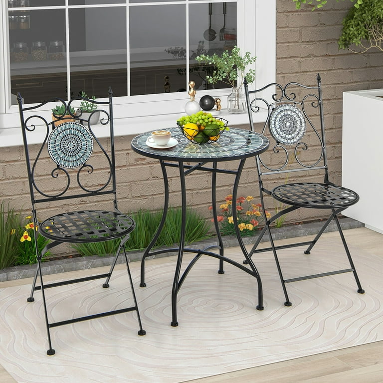 Gymax Mosaic Bistro Patio Table, 24-inch, Heavy-Duty Metal