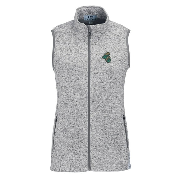 Women's Heather Gray Coastal Carolina Chanticleers Summit Fleece Full Zip Sweater Vest