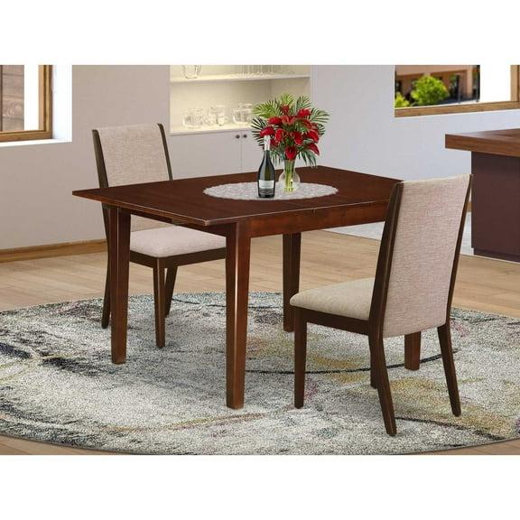 East West Furniture Milan 3-piece Wood Dining Set in Mahogany/Light Tan