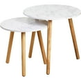 thumbnail image 3 of angelo isHome Darcy Modern Round Nesting End Tables, Set of 2, Natural/White Faux Marble, 3 of 6