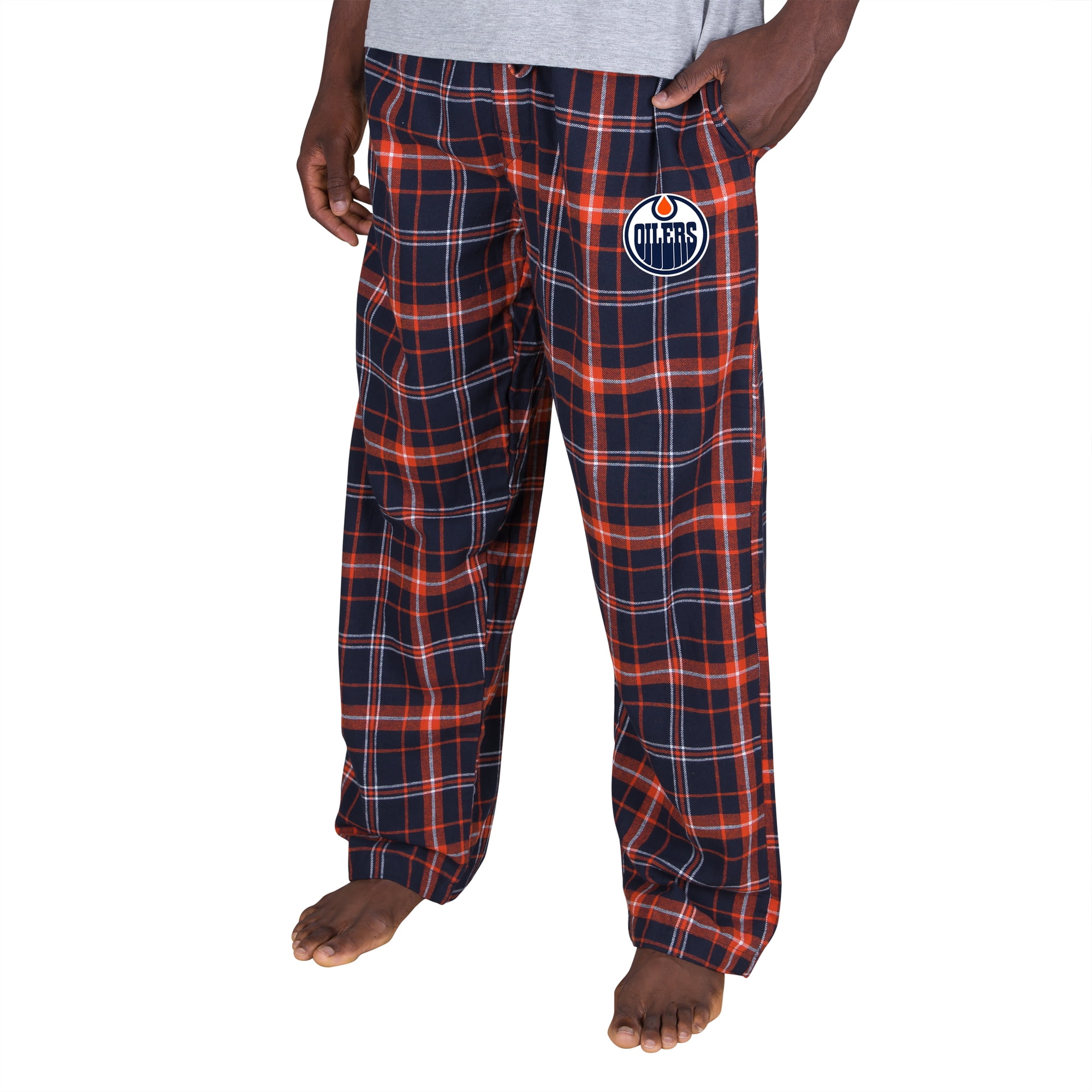 Men's Concepts Sport Navy/Orange Edmonton Oilers Ultimate Plaid Flannel Pants