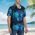 thumbnail image 3 of Logiee Futuristic Blue Light Wolf Print Mens Hawaiian Shirts,Loose-Fit Short Sleeve Button Down Tropical Aloha Beach Shirt,Summer Vacation Wedding Tops,Medium, 3 of 7