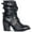 Black, variant on Women's Western Cowboy Boots PU Leather Chunky Heel Wide Width Mid Calf Boots Retro Buckle Strap Combat Boot Fashion Round Toe Punk Motorcycle Booties