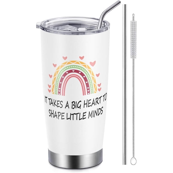 Teacher Appreciation Gifts Coffee Tumbler for Women Men, 20 oz Insulated Stainless Steel Tumbler with Lid and Straws 1 Pack, Xmas Graduation Retirement Holiday Present Leak Proof Travel Tumbler