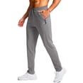 thumbnail image 1 of Pantalones deportivos Pudolla Tall para hombre con bolsillos con cremallera, color gris claro, 1 of 6