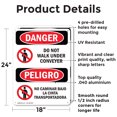 thumbnail image 2 of (2 Pack) Do Not Walk Under Conveyor Bilingual OSHA Danger Sign 18 Inch X 24 Inch Indoor / Outdoor Rust-Free Aluminum Metal Signs for Workplace, Workshop, and Construction Site, Made in, 2 of 8