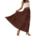 thumbnail image 4 of Women's A-Line Maxi Skirt with Pockets, Solid Color High Waist Drawstring Casual Skirt, Loose Long Skirt for Daily Wear and Travel,Brown,2XL, 4 of 6
