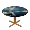 thumbnail image 3 of Orinice Mountains Lake Boat Round Table Cover Stain Resistant Washable Indoor Outdoor Tablecloth Kitchen Dining Wedding Parties Outdoor Fitted 100% Polyester Fiber 42-46, 3 of 8