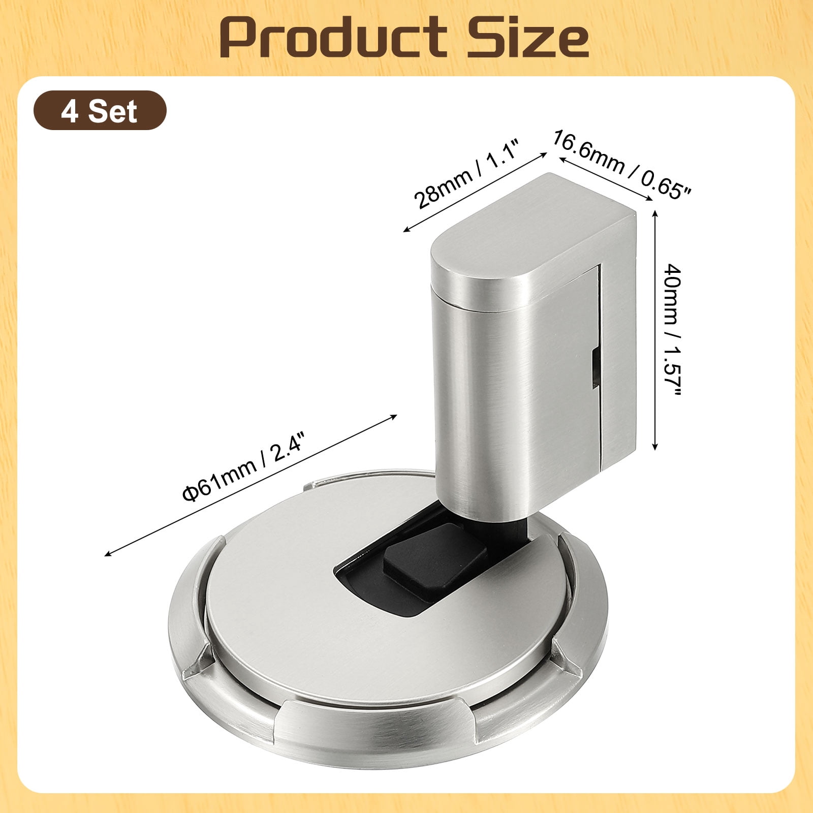 4Pcs Magnetic Door Stopper, Silent Magnetic Floor Door Stop with Adhesive, Brushed
