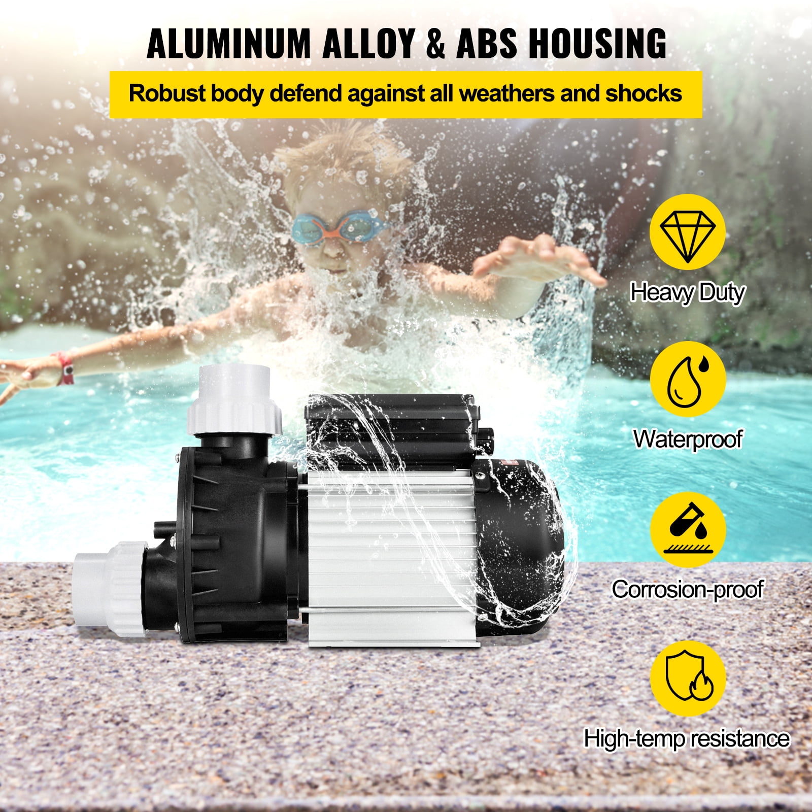 VEVOR Swimming Pool Pump 3/4 HP 110V Hot Tub Pump 0.75 Kw Water Circulation Pool Pump Spa Pump Above Ground Pool and Whirlpool Bath