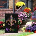 thumbnail image 2 of Mardi Gras Fleur de Lis Garden Flag 12.5x18 Double Sided Vertical, Burlap Small Welcome New Orleans Garden Yard House Flags Carnival Celebration Decor (ONLY FLAG), 2 of 6