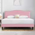 thumbnail image 2 of Taomika, Queen Size Tufted Upholstered Platform Bed Frame with Adjustable Height Headboard-Pink, 2 of 10